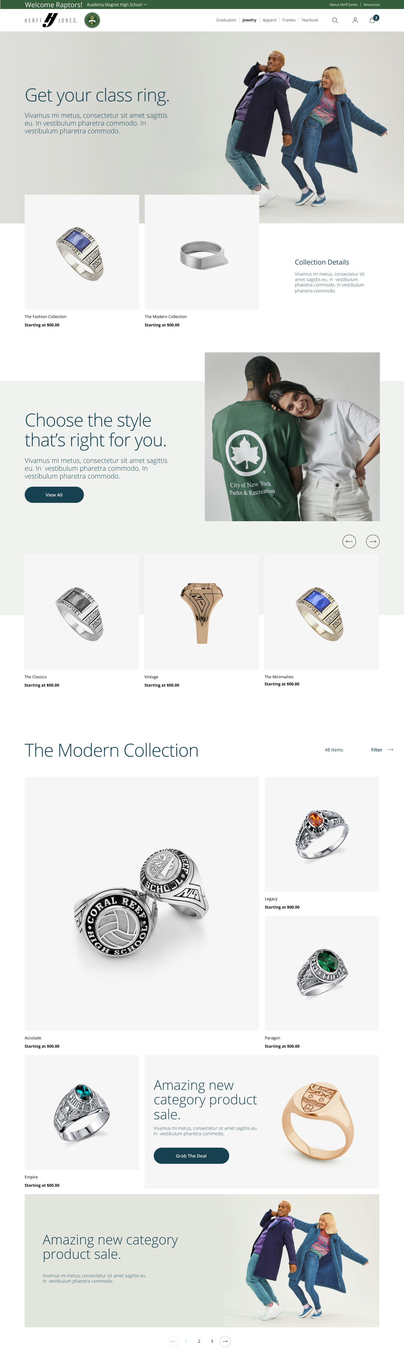 The full redesigned Herff Jones home page